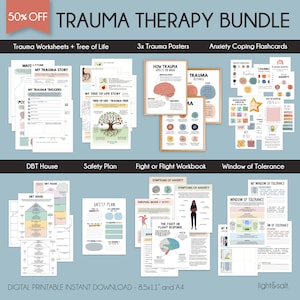 Trauma Therapy Mega Bundle, IFS Processing Narrative Therapy, PTSD Worksheet, Trauma Processing, Trauma informed care, Fight or flight, CBT