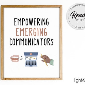Empowering emerging communicators, speech pathology, Speech Therapy wall decor, Speech therapy poster, SLP wall art, Speech articulations
