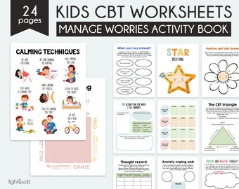 CBT therapy worksheets kids, school counselor, coping skills, zones of regulation, therapy office decor, calming corner, SEL, coping skills