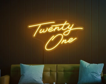 Twenty one neon sign, Twenty one led sign, 21 neon sign, 21st birthday sign, Birthday party neon, 21st birthday decor, Twenty one wall decor