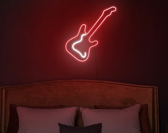 Guitar neon sign, Guitar light sign, Guitar led sign, Electric guitar sign, Guitar wall sign, Music neon, Guitar wall art, Guitar wall decor