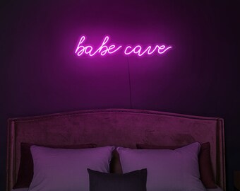 Babe Cave Gift Neon Light Sign Lamp Acrylic Box 14"x10" Glass Windows Display Babe Cave Gift Neon Light Sign Lamp Acrylic Box 14"x10" Glass Windows Display