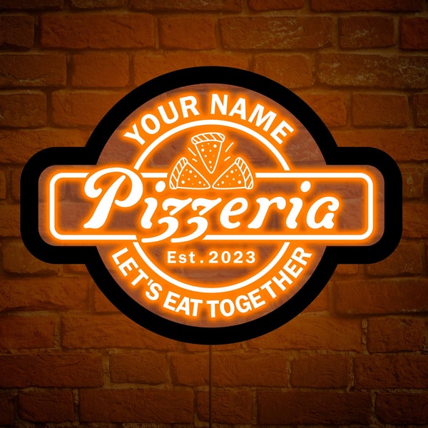 Letrero de neón de pizza, letrero LED de pizza, letrero de luz de pizza, letrero de neón de pizzería, decoración de pared de pizzería, decoración de restaurante italiano, letrero LED personalizado