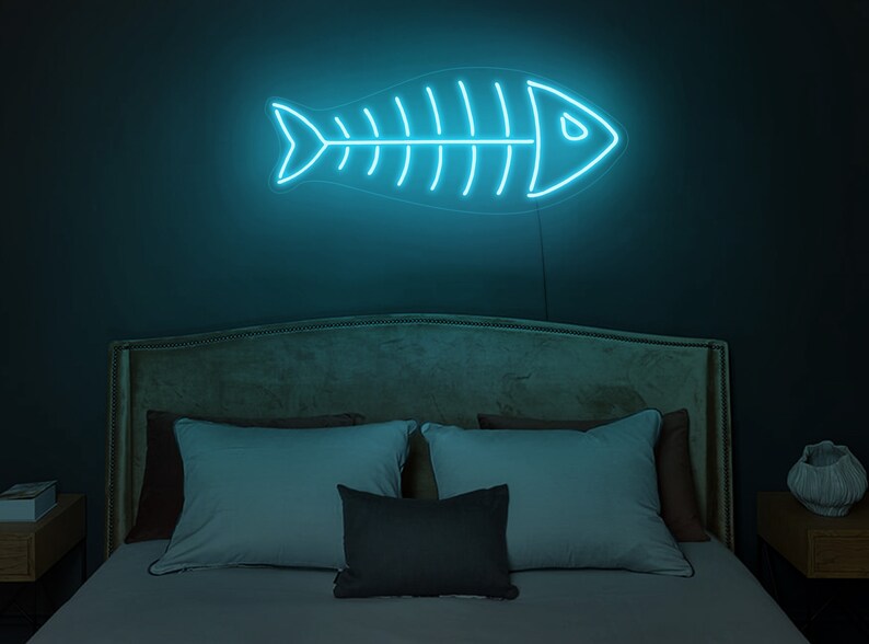 Skeleton Fish Neon Fish Skeleton Sign Fishing Neon Sign Etsy
