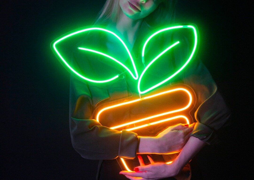 Plant Neon Sign, Plant Led Sign, Plant Light Sign, Flower Neon Light