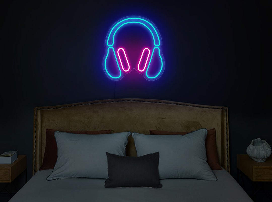 Headphone Neon Sign, Headphone Led Sign, Headphone Light Sign, Music