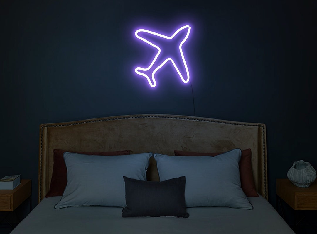 Airplane Neon Sign Plane Neon Sign Airplane Led Sign Etsy