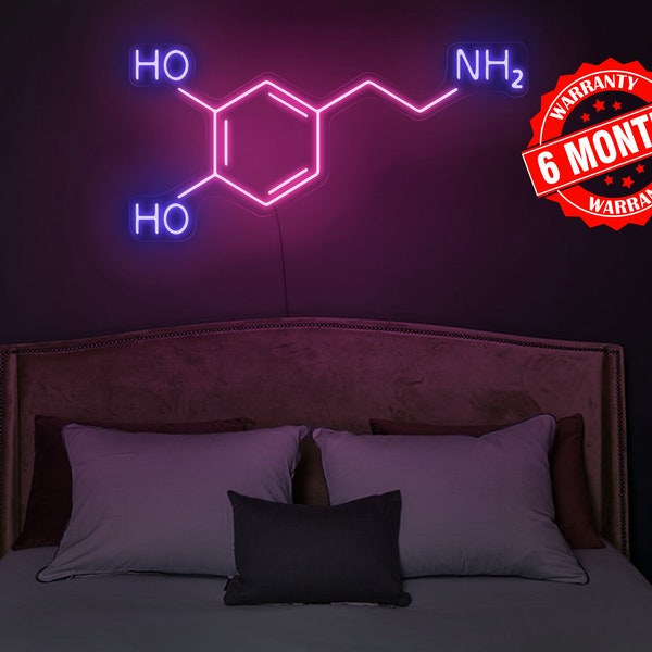 Dopamine neon sign,Dopamine led sign,Dopamine wall art,Dopamine wall decor,Molecule neon light,Molecule wall art,Neon sign bedroom