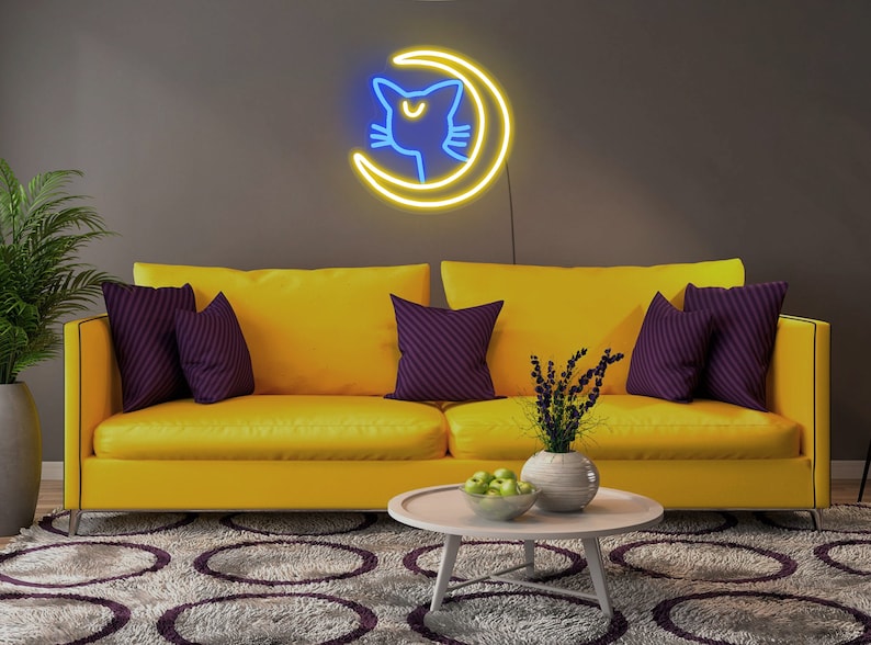 Sailor moon luna neon light,Sailor moon luna led light,Sailor moon neon sign,Cat sailor moon neon sign,Anime neon sign wall,Anime led sign