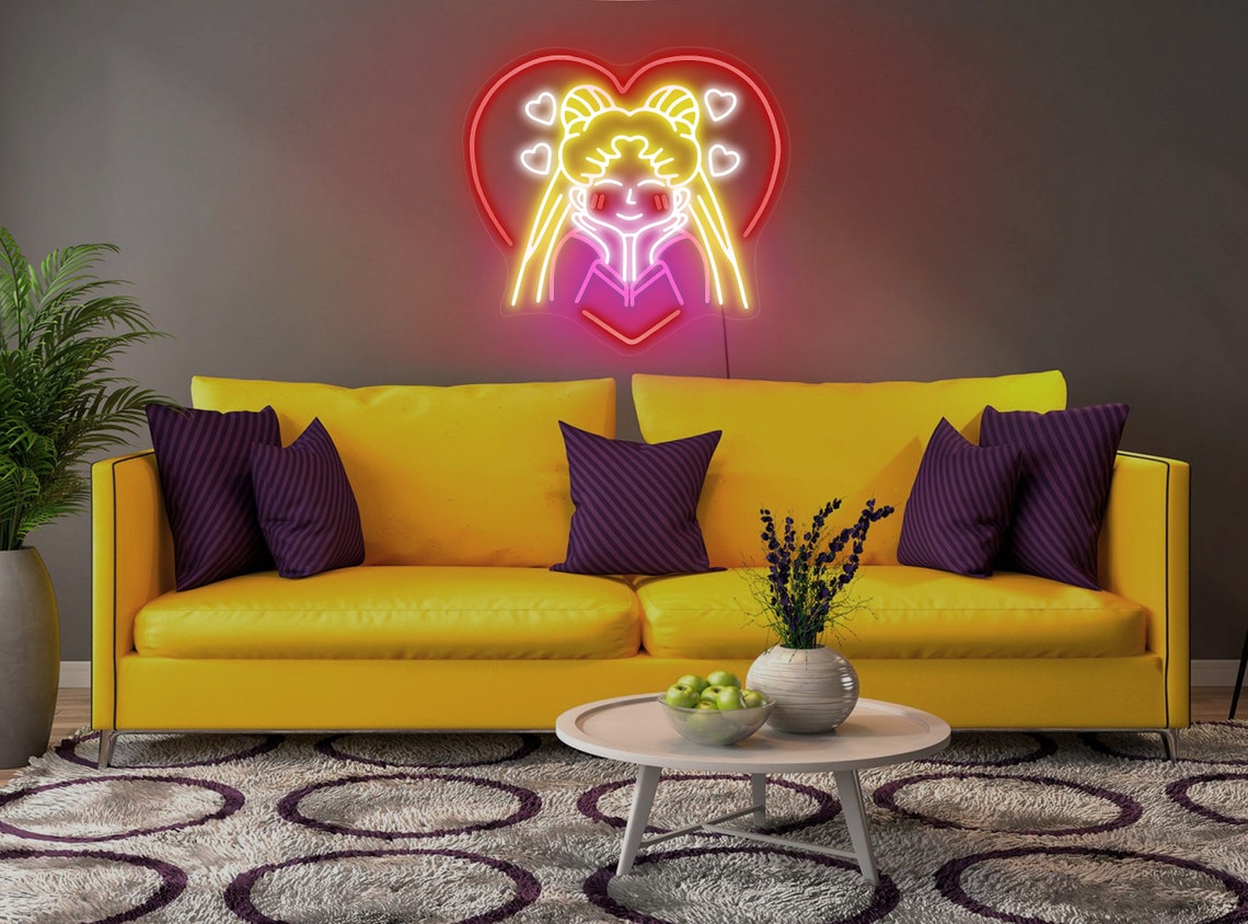 Sailor moon neon signSailor moon wall artSailor moon wall | Etsy