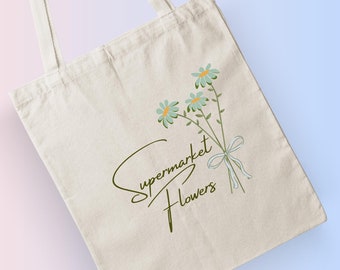 Cute Flowers Tote Bag esthetische, Super Market Flower Canvas Cotton Tote Bag, Boodschappentas, Daisy, kamille tote Bag.