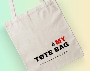 Mon sac fourre-tout minimaliste, fourre-tout en toile imprimée tendance, fourre-tout esthétique moderniste, sac fourre-tout artistique mignon, sac d’épicerie typographie simple