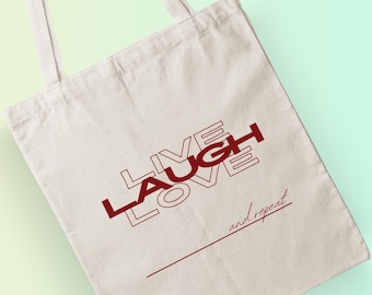 Live laugh love Tote Bag, Empowerment Inspirational tote bag, Positive tote bag, Cute artsy aesthetic tote bag, Motivational canvas bag