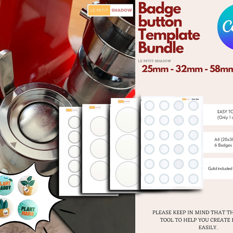 Button Ribbon Template 32mm Button Template - Etsy