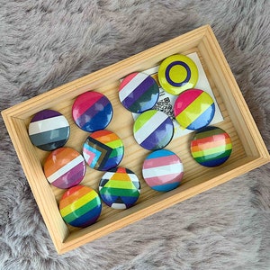 LGBTQ pride flags badge buttons 25mm/1inch Accessories for backpacks, tote bags, and outfits. image 1