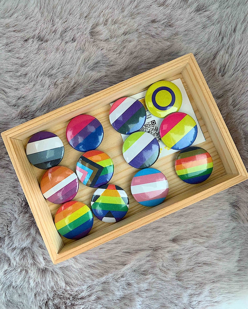 LGBTQ pride flags badge buttons 25mm/1inch Accessories for backpacks, tote bags, and outfits. image 1