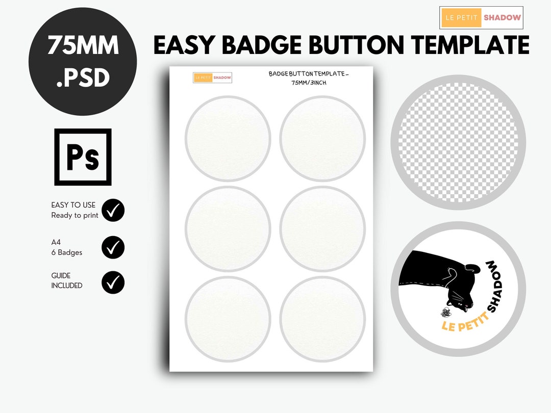 PSD Button Template, Easy Badge Button Template, Pinback Button ...