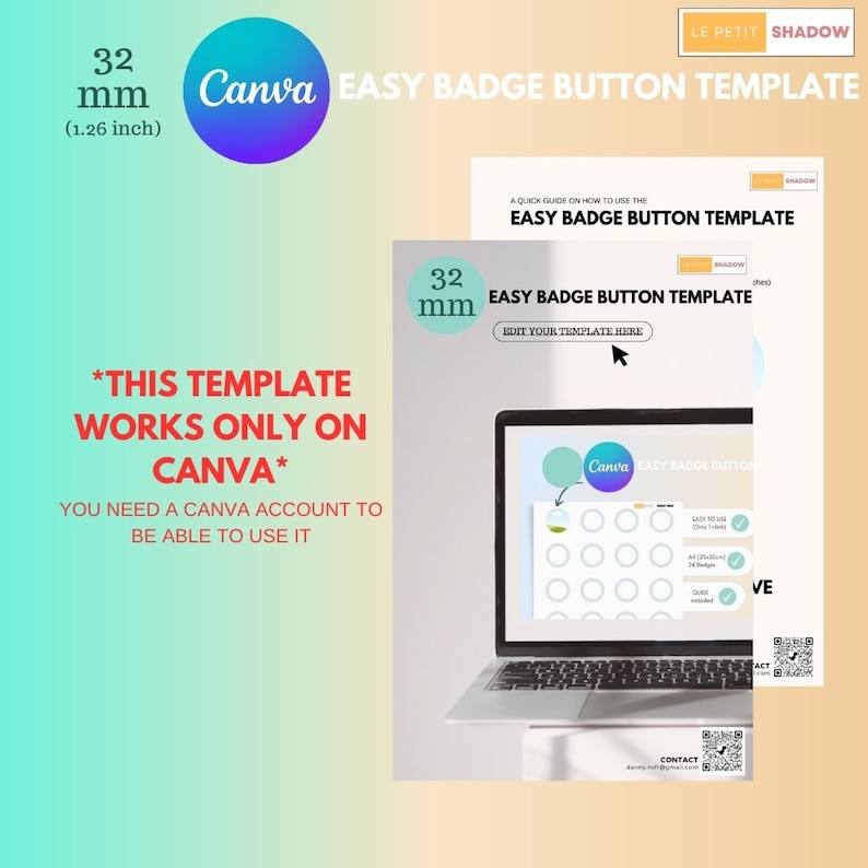 Easy Badge Button Template, Pinback Button Template, Canva Template for ...