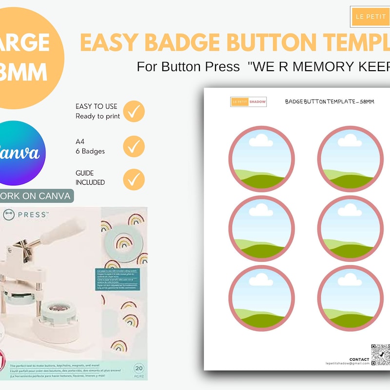 Badge Making Template.pdf 58 Mm Badge Template - Etsy