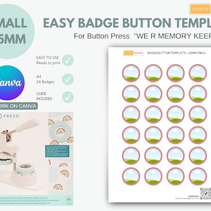 WE R MEMORY KEEPERS Button Press Small Button, Easy badge button template, pinback button template, Canva template for 25mm/1 inch buttons.