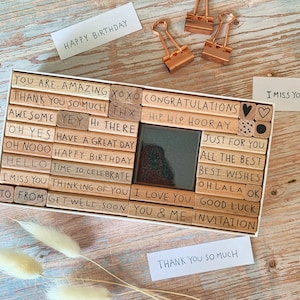 Stempel Holz Texte Englisch Geburtstag Textstempel Spruch DIY Kartengestaltung