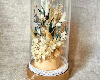 Dry flower bell glass hood dry flowers in glass natural