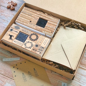 DIY Set Stempel Weihnachten groß Weihnachtskarten selbst gestalten Geschenkset