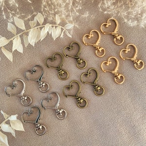 5-20pcs Carabiner Heart Shape Key Chain Clip Ring Clasp Hook DIY Bag Clasp