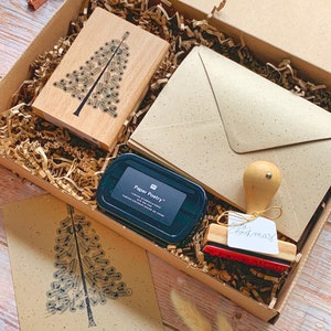DIY Set Stempel Weihnachten klein Weihnachtskarten selbst gestalten Geschenkset