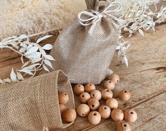 10 - 50 pieces 16 mm wooden beads with grain