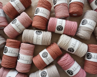 Bobbiny Macrame Yarn 3 mm PLY triple twisted cord rope wool