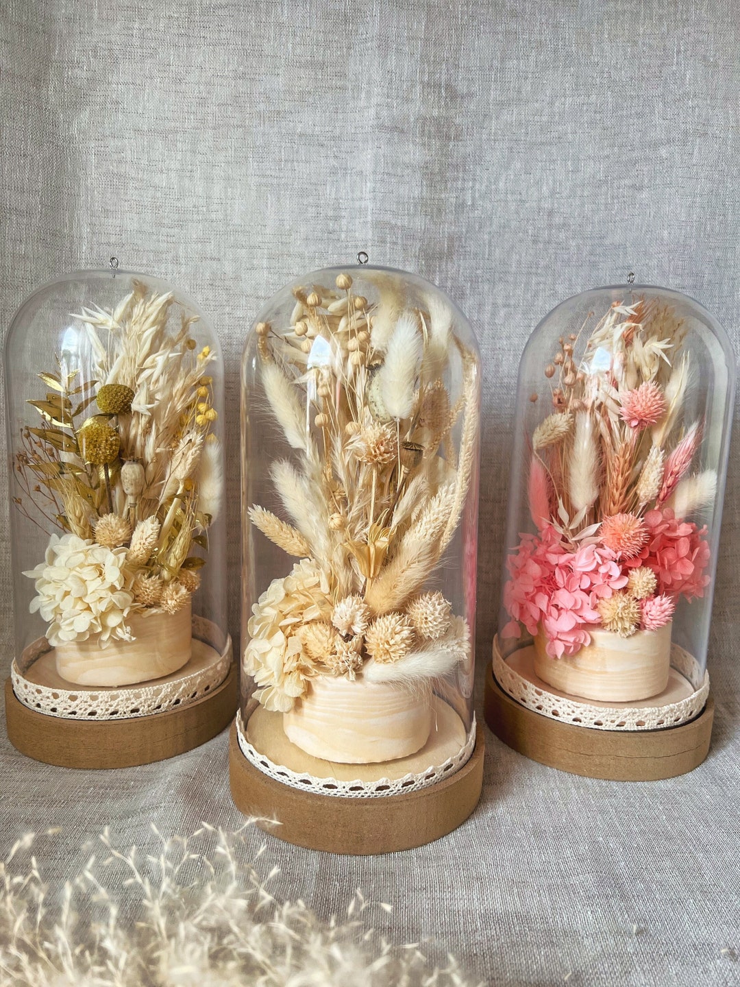 Dried Flower Bell Dried Flowers Glass Bell Glass Ball Dried Flowers in ...