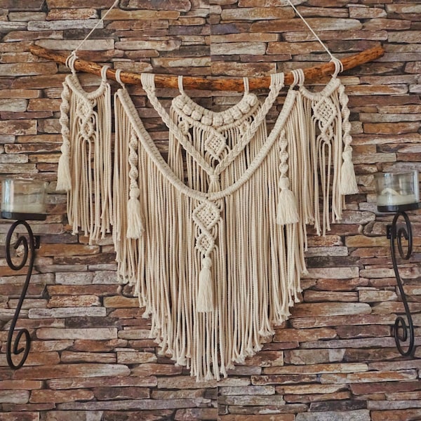 Macramé wandtapijt, woondecoratie, wandtapijt, boho decoratie