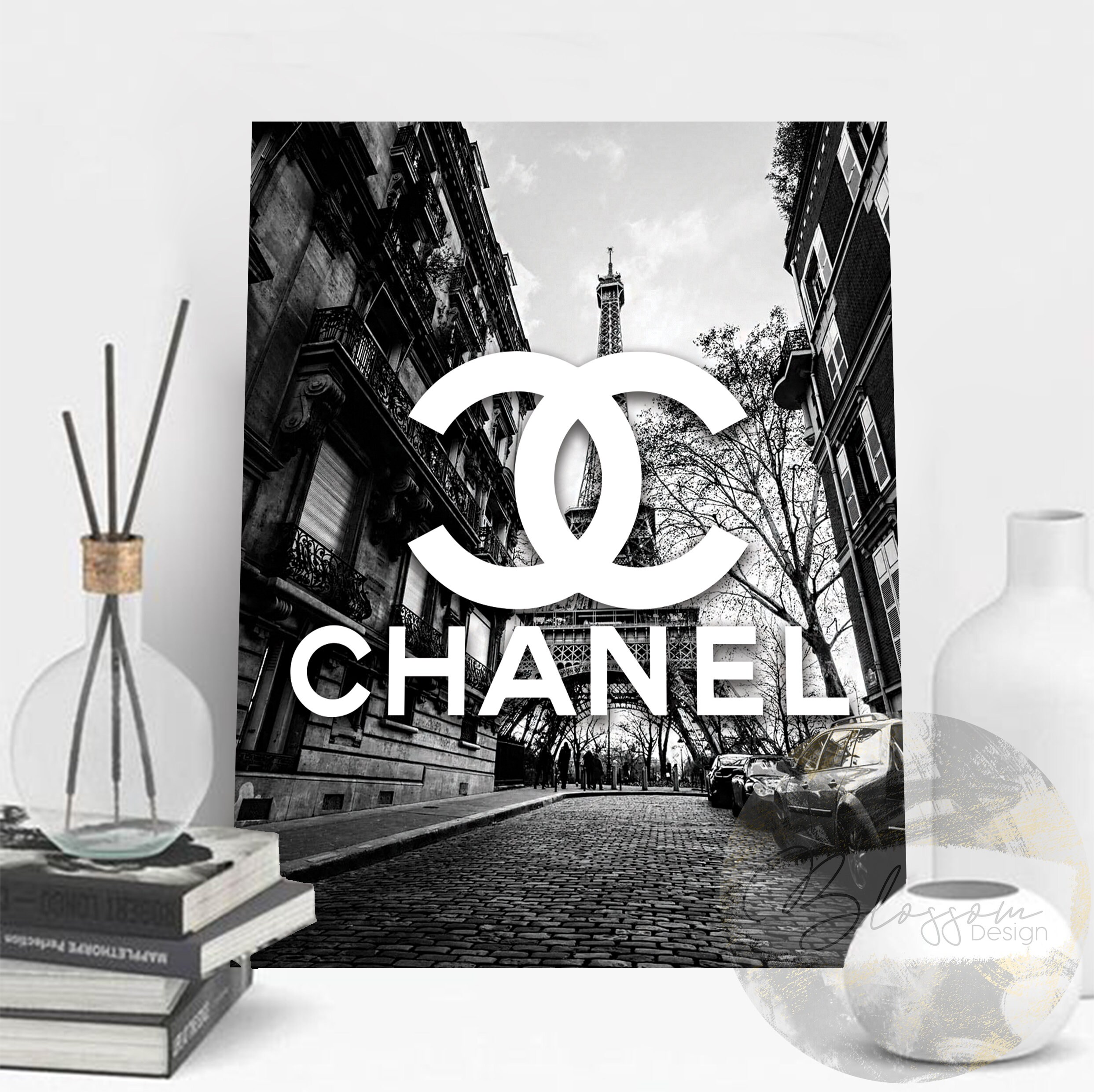 COCO Chanel Paris zwartwit Fashion Wall Art Digital Etsy