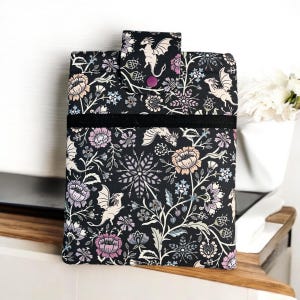 Dragon Pollinators Fantasy Padded Book Sleeve with closure, Book Protector, Whimsy Goth, Hygge,  Book Lover Gift, Flowers