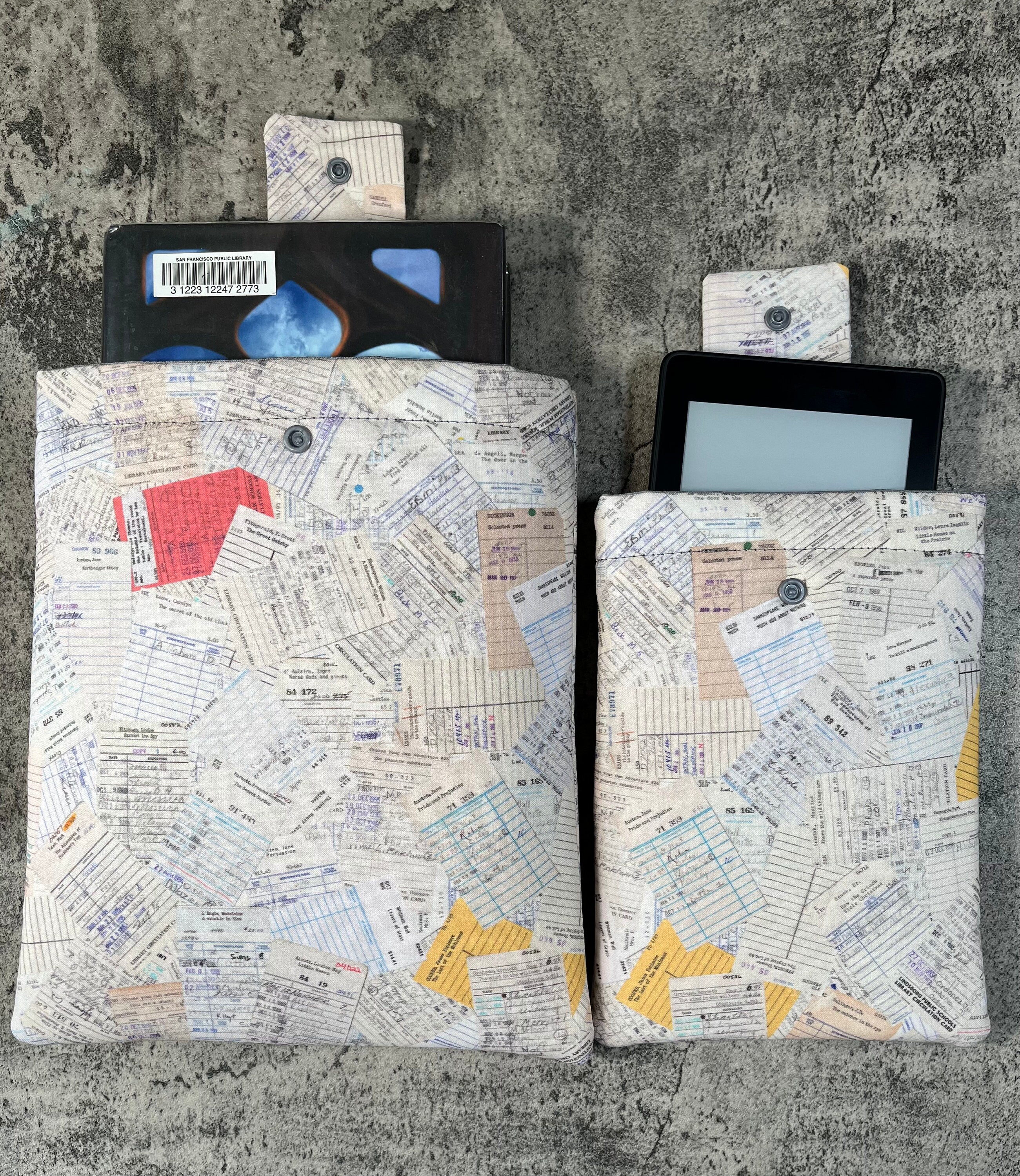 Library Card Fabric Book Sleeve: Padded Book Protector - Etsy
