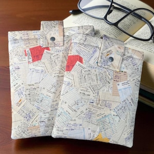 Library Card Fabric Book Sleeve: Padded Book Protector