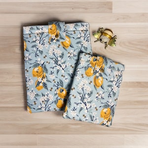 Booksleeve Lemon and Bees Padded Book Sleeve, Book Gift, Bookish Gift, Book Protector, Literary, Botanical, Spring, Floral, iPad