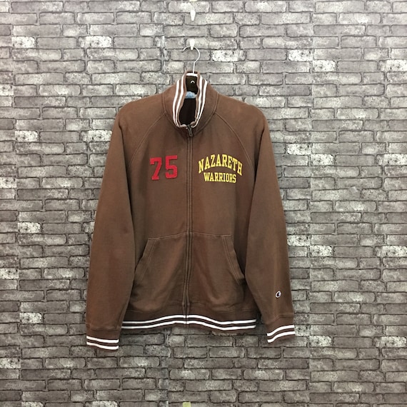 90's Champion Jacket Sweatshirt Brown Spellout Big