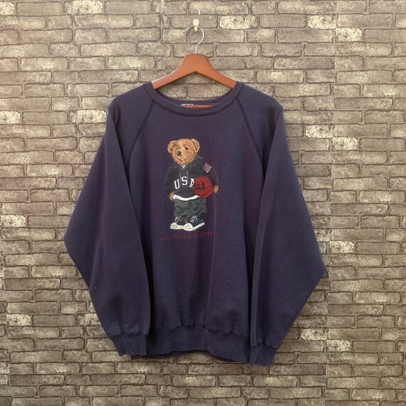 90's Polo Bear Sweatshirt Polo USA Blue Ralph Laur