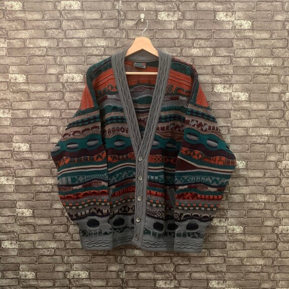 Coogi 3D Australia Cardigan Knit Multi-color Sweat
