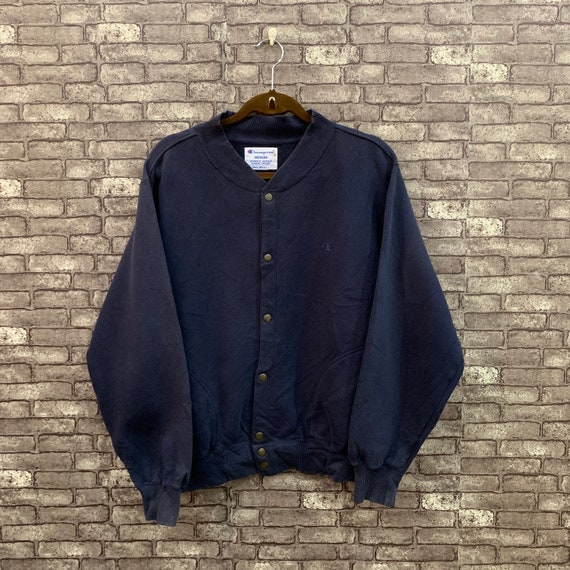 90's Champion Jacket Snap Button Navy Small Logo S