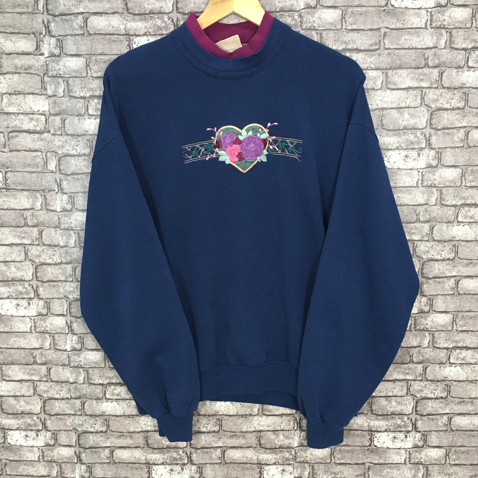 Top Stitch Morning Sun Sweatshirt Blue Heart Motif Pullover | Etsy