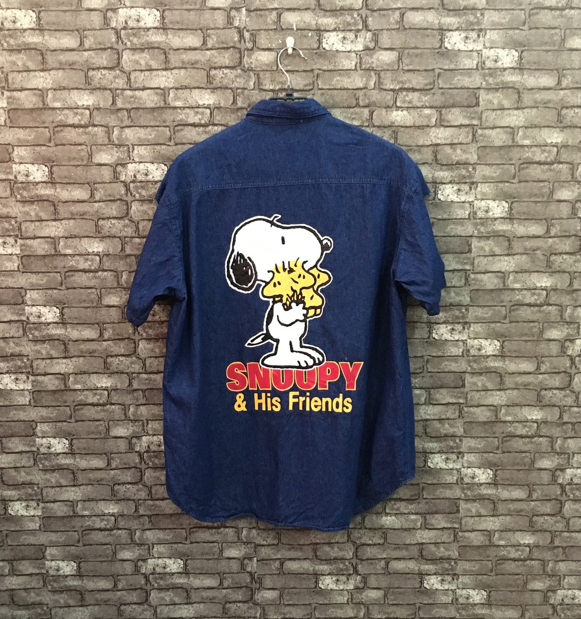 Peanuts Snoopy Denim Shirt Short Sleeve Jeans Chambray Oxfords | Etsy