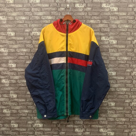 Tommy Hilfiger Windbreaker Color Block Jacket Hood