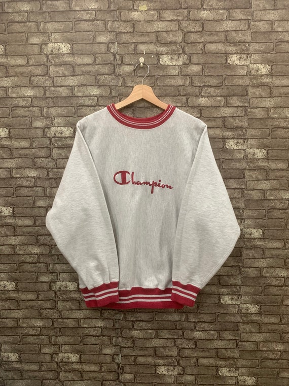 90's Champion Sweatshirt Reverse Weave Grey Red Sp