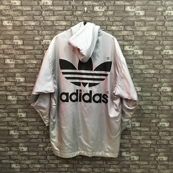 90's Adidas Parka Jacket Gray Descente Trefoil Hoo