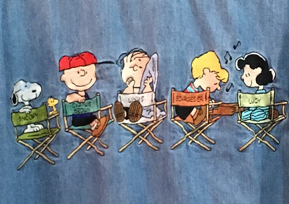 90's Peanuts Snoopy Denim Shirt Embroidered Characters Big Etsy