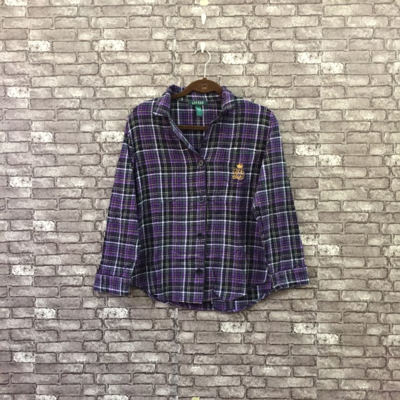 Ralph Lauren Plaid Flannel Shirt Purple Black , Wo
