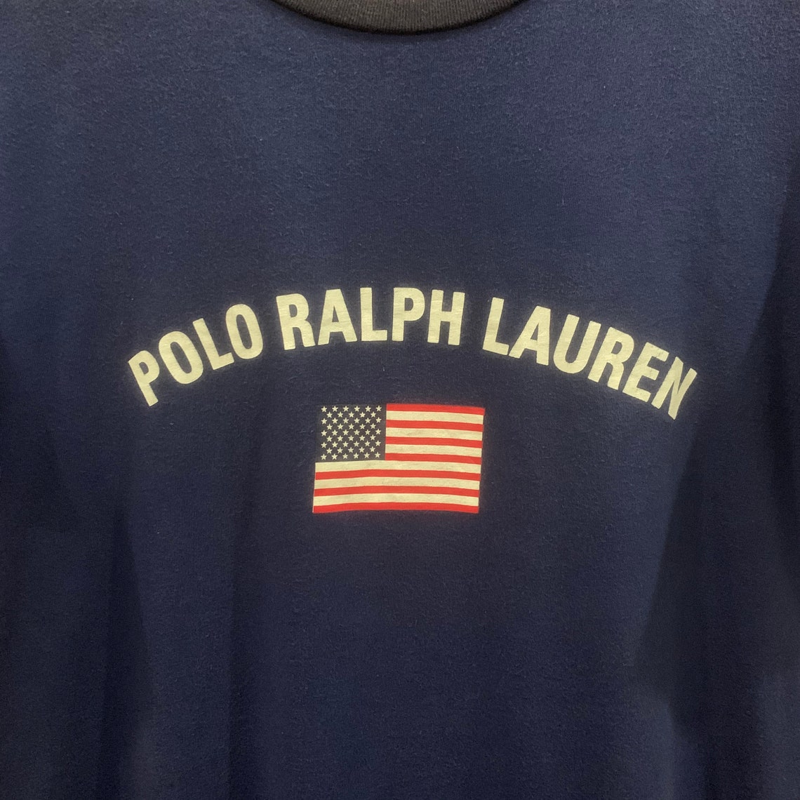 Polo Ralph Lauren T Shirt USA Polo Ralph Lauren Blue Script - Etsy